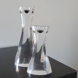 Modern Nambe crystal candle holders